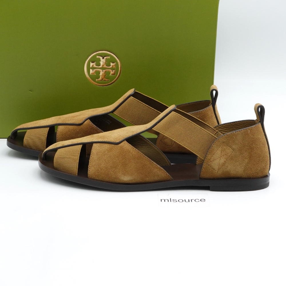 NEW Tory Burch Fisherman Suede Sandals Women's 166800-200 Deep Umber - Picture 1 of 16